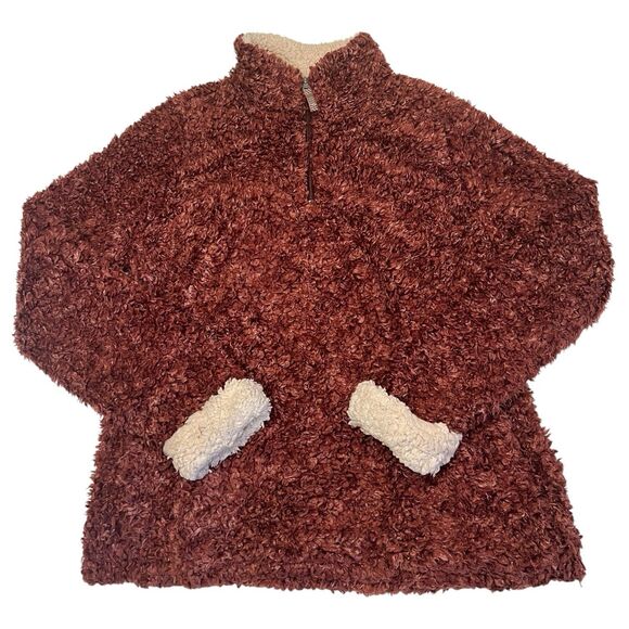 Weatherproof Vintage Sherpa Pullover 1/4 Zip Fleece Jacket Medium Maroon Cozy - Picture 13 of 13